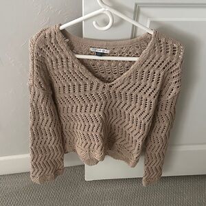 American Eagle Outfitters Beige V-Neck Sweater
